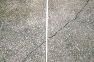 Exposed aggregate concrete crack repair